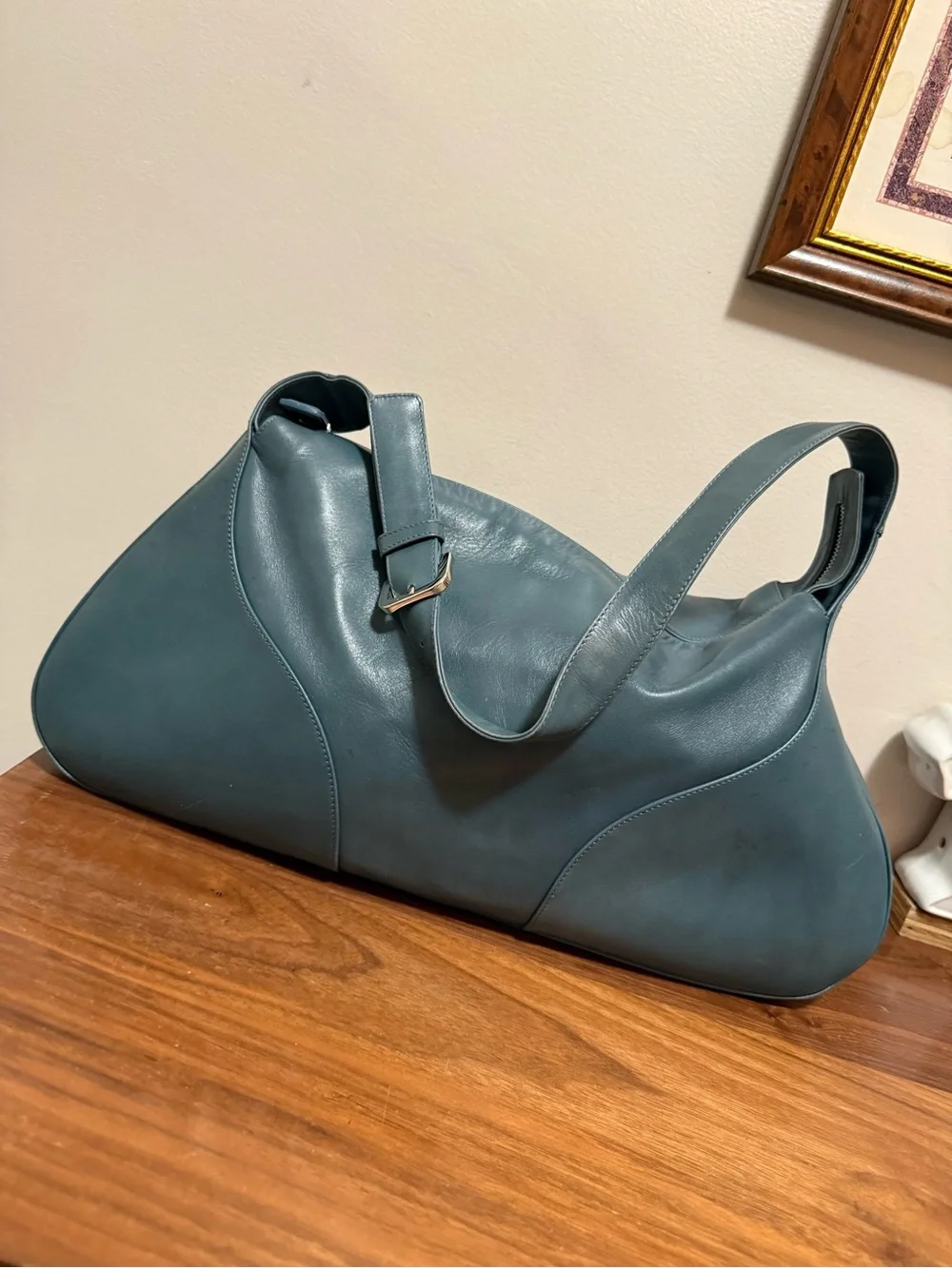 Made in Italy Bally Teal Leather hobo Shoulder Bag